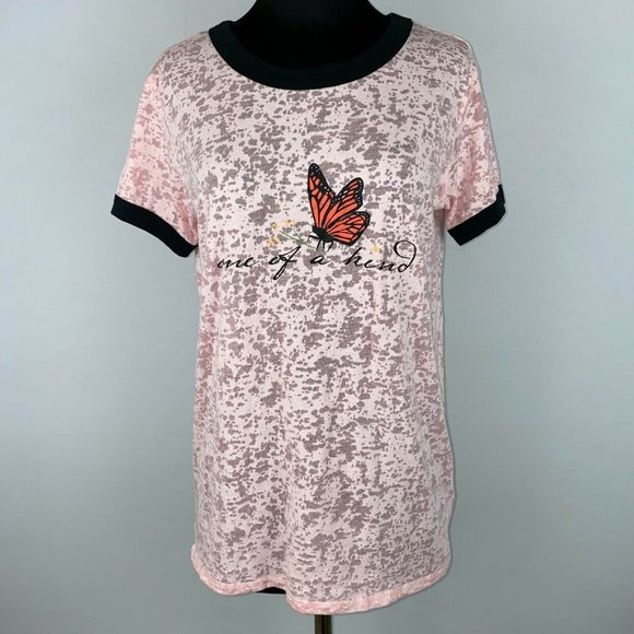 LuLaRoe Tops - LuLaRoe Liv T S One Of A Kind Butterfly Burnout Ringer Tee